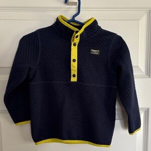 L.L. Bean Navy Quilted Pullover with Yellow Trim. Size 4t